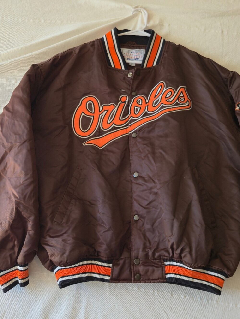 Vintage 80s 90s Baltimore Orioles Starter Quilted Jacket 3XL Brown Orange MLB